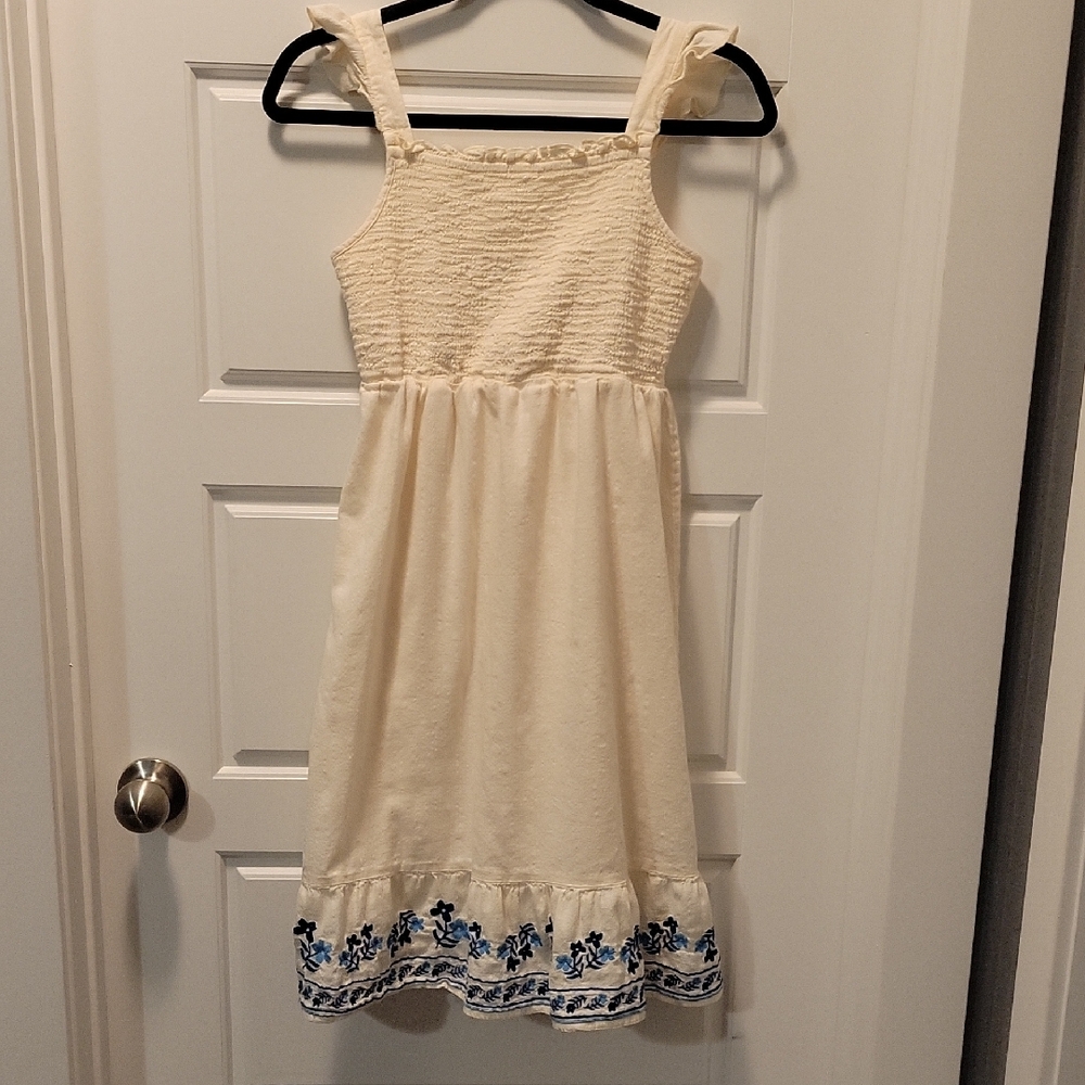 Old Navy Cream and Blue Smocked Sundress